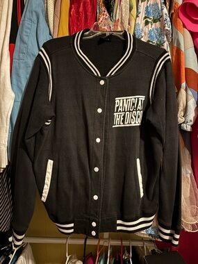 Hot Topic Black and White Panic! At The Disco Varsity Jacket